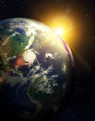 Fototapete Sonnenaufgang im Weltraum