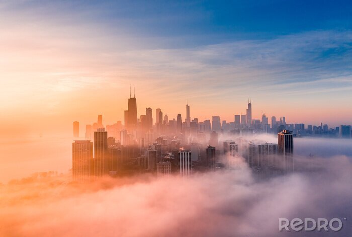 Fototapete Sonnenaufgang in der Stadt