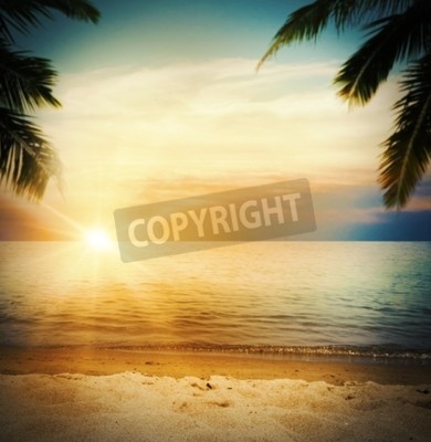 Fototapete Sonnenaufgang Meer Retro