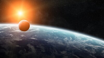 Fototapete Sonnenaufgang über dem Planeten Erde