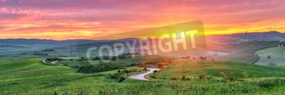 Fototapete Sonnenaufgang über der toskanischen Landschaft