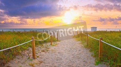 Fototapete Sonnenaufgang und Strandeingang