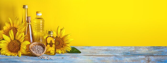 Fototapete Sonnenblumen Körner und Öle