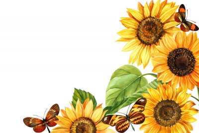 Sonnenblumen mit Schmetterlingen