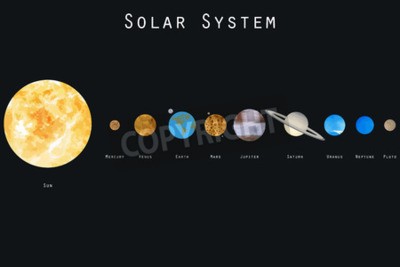 Fototapete Sonnensystem-Illustration für Kinder