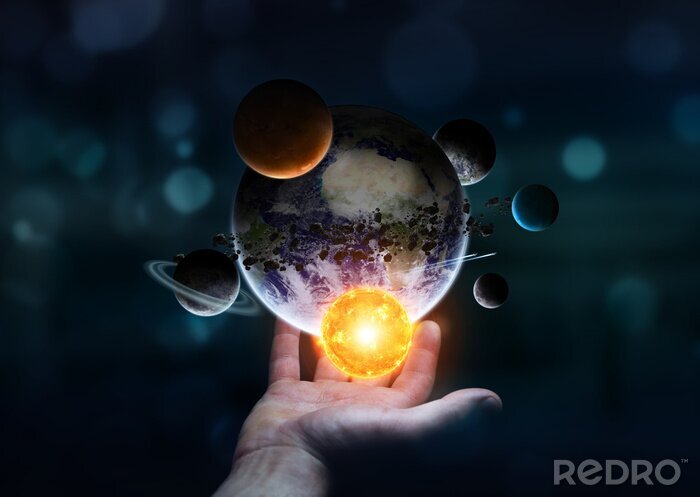 Fototapete Sonnensystem in der Handfläche