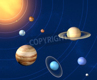 Fototapete Sonnensystem mit Bahnen