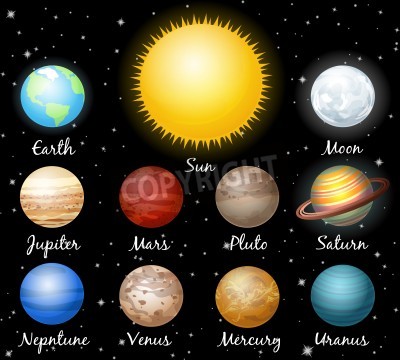 Fototapete Sonnensystem mit großer Sonne