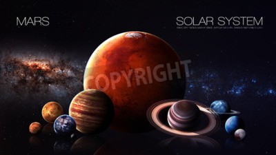Fototapete Sonnensystem mit Mars im Zentrum