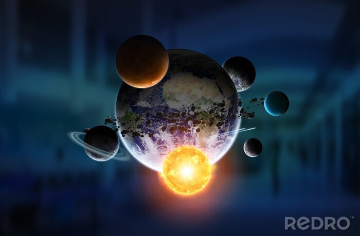 Fototapete Sonnensystem Planeten Erde 3d