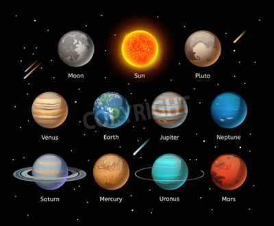 Fototapete Sonnensystem, Sterne und Kometen
