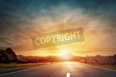 Fototapete Sonnenuntergang am Ende des Weges