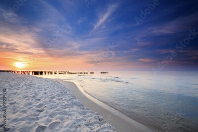 Fototapete Sonnenuntergang am Strand an der Ostsee