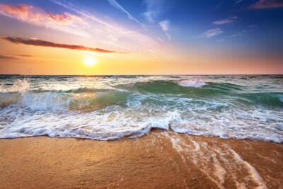 Fototapete Sonnenuntergang am türkisfarbenen Ozean