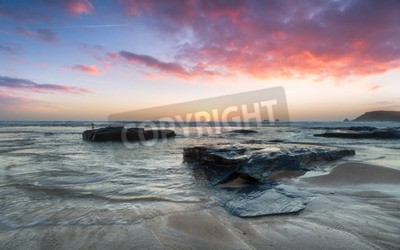 Fototapete Sonnenuntergang an der Küste von Cornwall