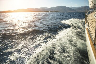 Fototapete Sonnenuntergang auf Segelboot