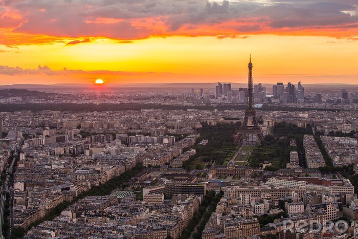Fototapete Sonnenuntergang hinter der Stadt Paris
