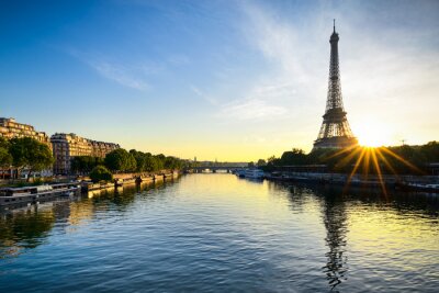 Fototapete Sonnenuntergang hinter Eiffelturm