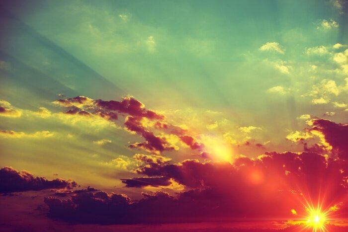 Fototapete Sonnenuntergang im Retro-Stil