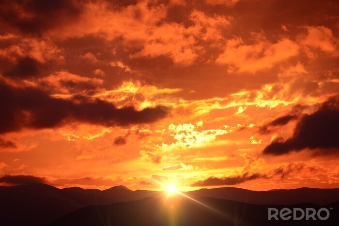 Fototapete Sonnenuntergang in Rot