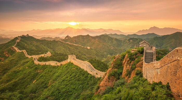 Fototapete Sonnenuntergang über der Chinesischen Mauer