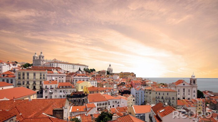 Fototapete Sonnenuntergang über Lissabon