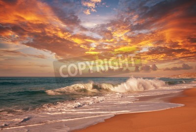 Fototapete Sonnenuntergangsfarbene Wolken