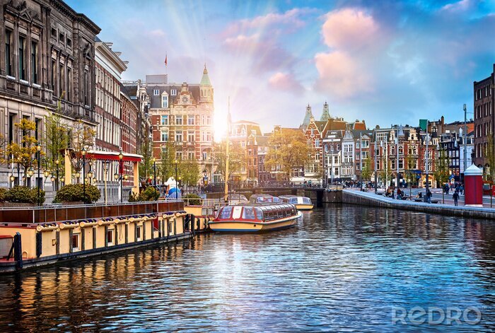 Fototapete Sonnige Stadt Amsterdam