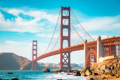 Fototapete Sonniger Blick auf Brücke in San Francisco