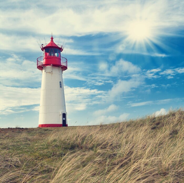 Fototapete Sonniger Himmel über Leuchtturm