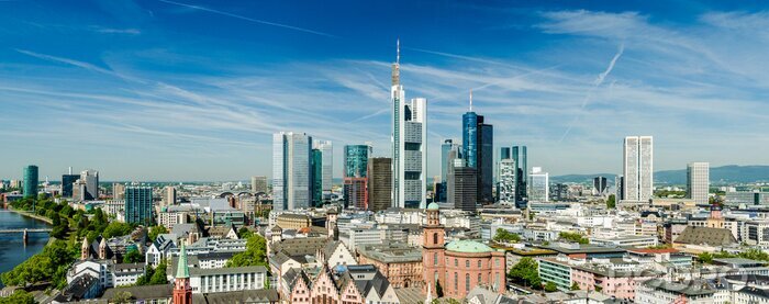 Fototapete Sonniges Panorama von Frankfurt