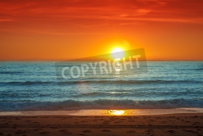 Fototapete Spanischer Strand und Sonnenuntergang