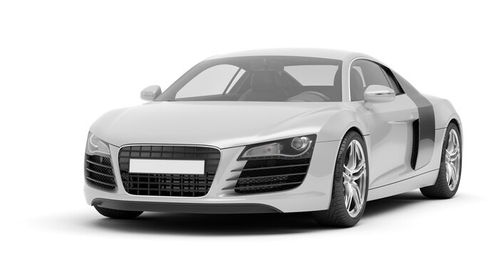 Fototapete Sportauto vor weißem Hintergrund