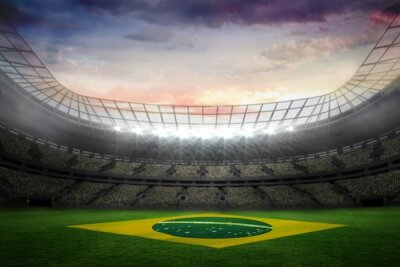 Fototapete Stadion mit brasilianischer Flagge
