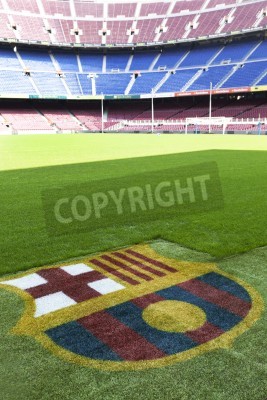 Fototapete Stadion mit Wappen von FC Barcelona