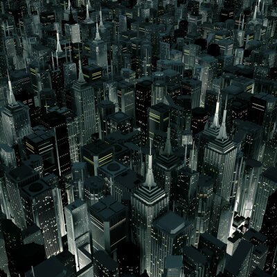 Fototapete Stadt bei Nacht schwarz-weiße Skyline