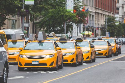 Stadt New York City und gelbe Taxis