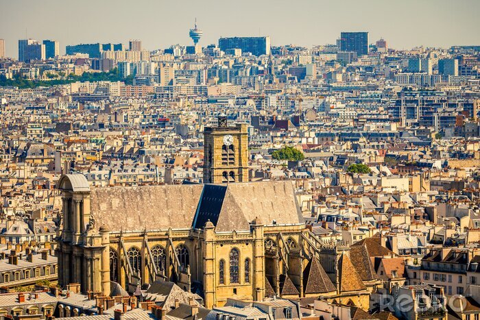 Fototapete Stadt Paris und Ansicht der Kirche