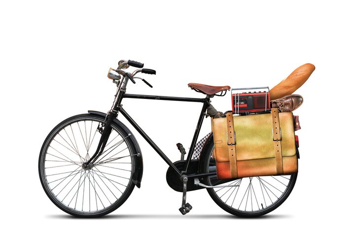 Fototapete Stadtfahrrad mit Einkäufen