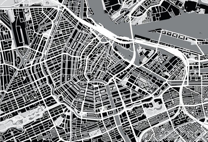 Fototapete Stadtplan von Amsterdam