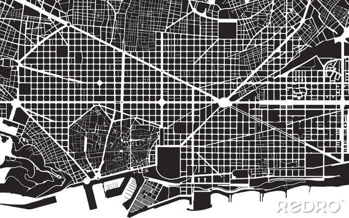 Fototapete Stadtplan von Barcelona auf Graffiti