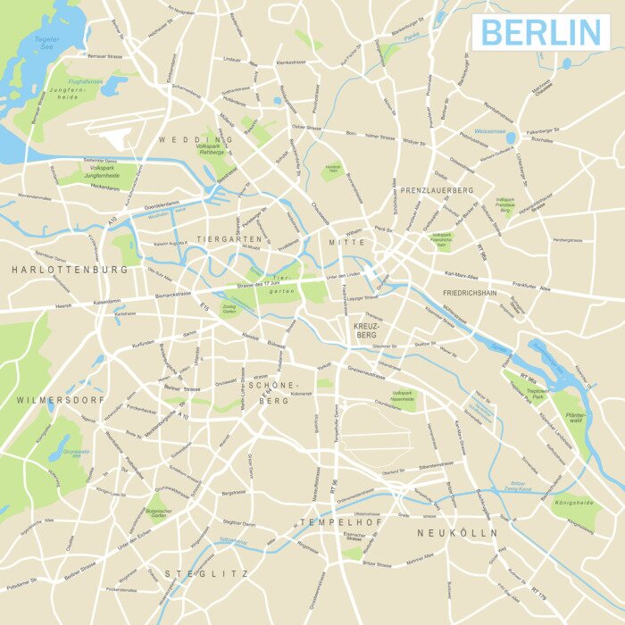 Fototapete Stadtplan von Berlin