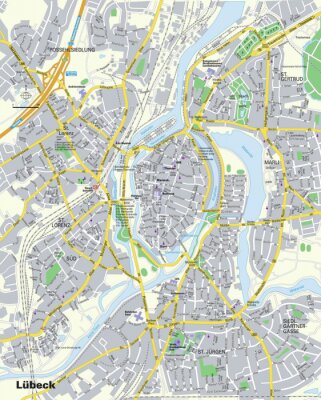 Fototapete Stadtplan von Lübeck