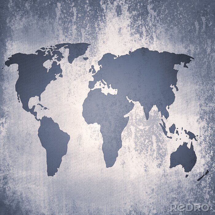 Fototapete Stahlblaue Weltkarte mit Textur