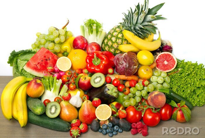 Fototapete Stapel von Obst und Gemüse