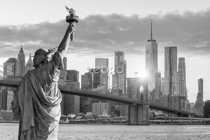 Fototapete Statue Liberty schwarz und weiß