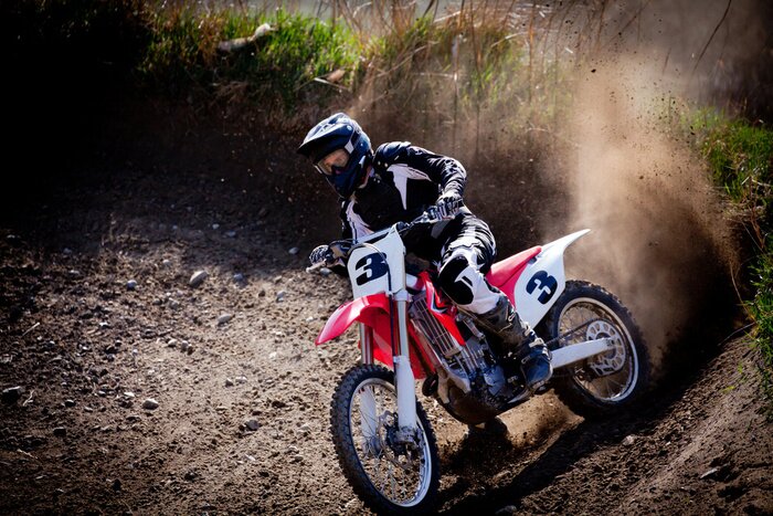 Fototapete Staub hinter dem Motorrad