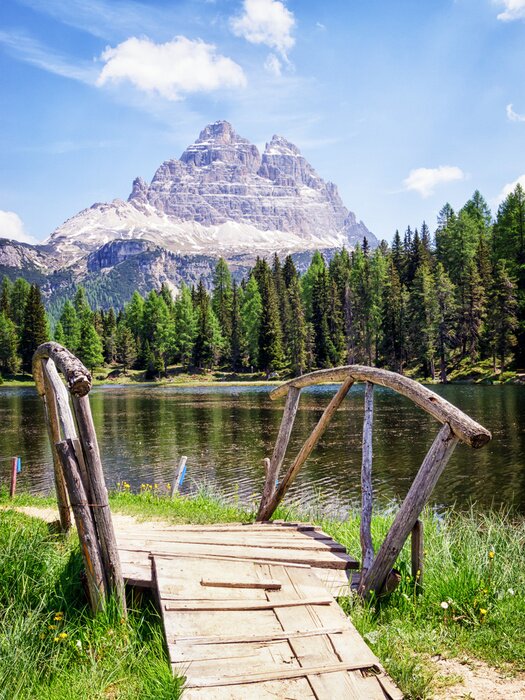 Fototapete Steg auf Wiese in Gebirgen