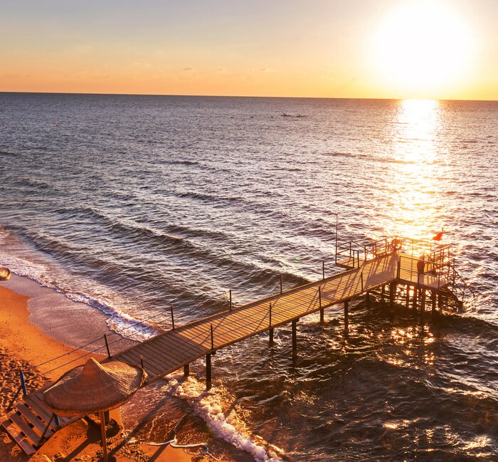 Fototapete Steg aus der Vogelperspektive