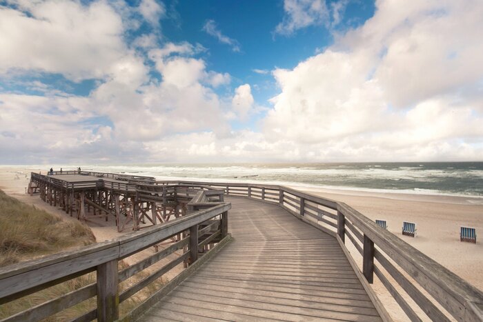 Fototapete Steg zwischen Dünen und Meer